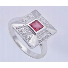 Garnet Gemstone,925 Sterling Silver Ring, Square Shape, RI-0094